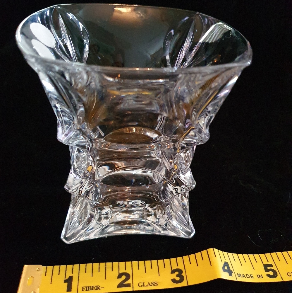 Crystal Vase ART DECO BOHEMIA 24% Lead Crystal Clear Stunning looks like ice
